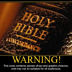 Bible picture with a 'warning' sign.